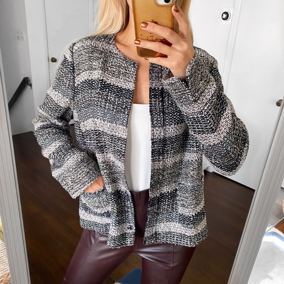 🖤 GERRY WEBER BLACK GREY TWEED WOOL BLEND JACKET! - Picture 6 of 14